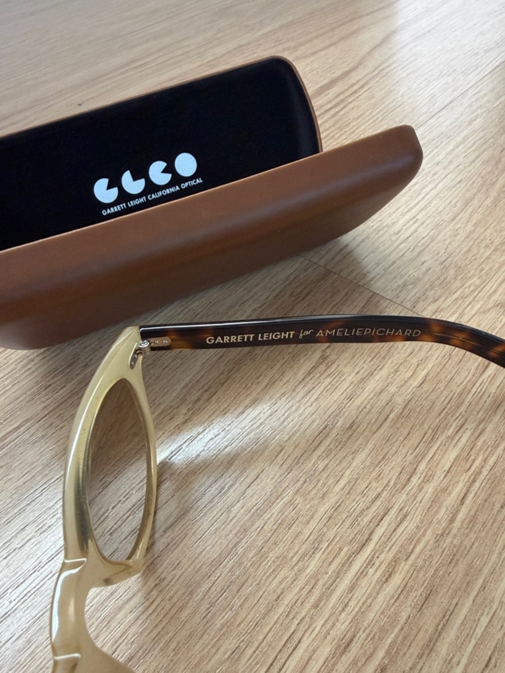 Garrett Leight Amelie Pichard Gold-Tortoise Round Sunglasses - Picture 2 of 3